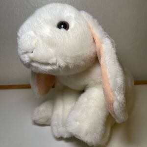 Toys R US Bunny Rabbit White Gray Nose Stuffed Plush Realistic Animal Alley